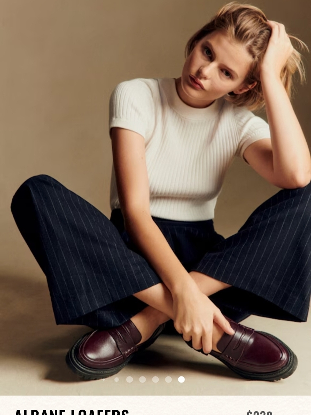 Sezane Burgundy Leather Albane Loafers